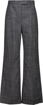 Valentino Garavani Wool Moulin&eacute; Palazzo Broek - Dames - Wijde Broeken - Grijs - S - Katoen - Broeken