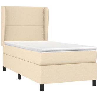 vidaXL Vidaxl - Cama Box Spring Con Colch&oacute;n Tela Color Crema 90x200 Cm