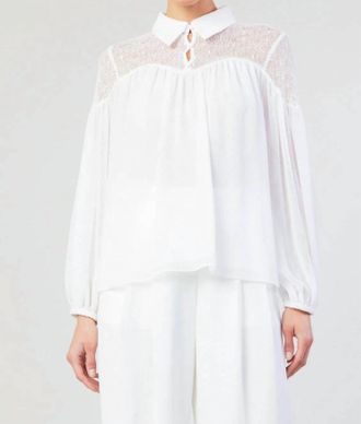Current Air Elyse Lace Yoke Front Blouse In Black