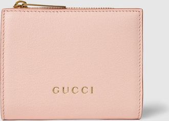 Gucci Small Wallet With Gucci Lettering, Pink, Leather