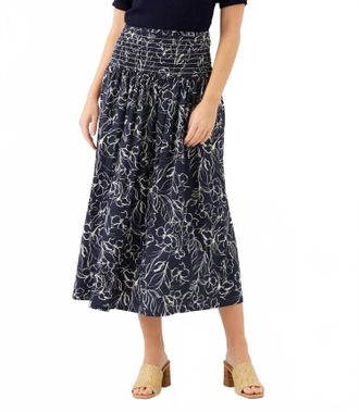 Karen Kane Smocked Waist Midi Skirt In Print