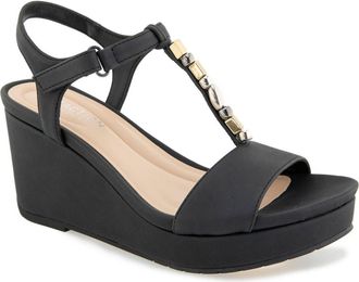 Kenneth Cole Reaction Cabo T-Strap Wedge Platform Sandal in Black at Nordstrom Rack, Size 8.5