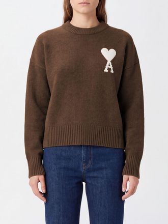 Ami Maglia girocollo in lana e alpaca con logo jacquard