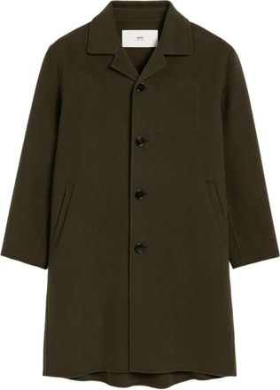 Ami De Coeur Single-Breasted Car Coat - Heren - Mantel - Bruin - M - Wol - Jassen