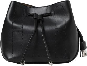 Hogan Tassen, Dames, Zwart, ONE Size, Leer, Leren Trekkoord Emmer Tas