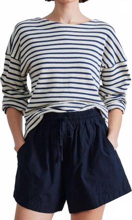 Apiece Apart Barca Long Sleeve Shirt In Navy Cream Stripe