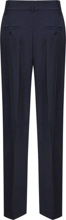 Max Mara Womens Blue Stretch Wool Canvas Palazzo Trousers Virgin