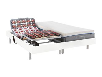 Vente-Unique Set da relax, con sospensioni, memory foam, HESIODE III di YSMÉE - Motori OKIN - Bianco - 2 x 80 x 200 cm