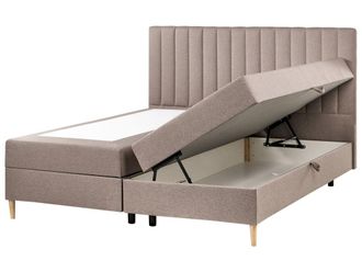 Beliani Cama continental de tejido beige 180x200