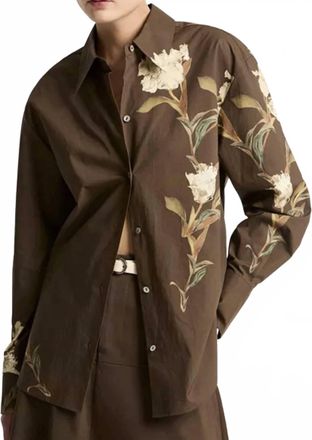 Vince Placement Print Button Front Shirt In Multicolor