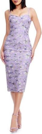 Dress The Population Blakely Floral Embroidery Midi Dress in Wisteria Multi at Nordstrom Rack, Size Xx-Large