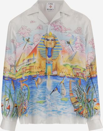 Casablanca Mens Shirt Printed Silk Multicolour