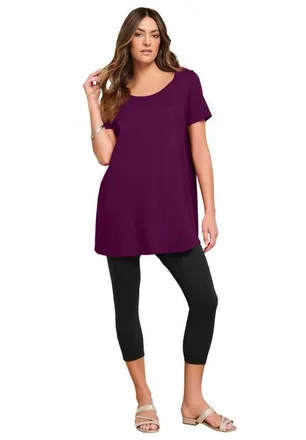 Roaman's Plus Size Cotton Ultimate Scoopneck Swing Tunic in Dark Berry at Nordstrom, Size 24