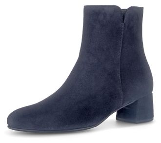 Gabor Stiefelette GABOR, Damen, Gr. 36, blau (nachtblau), Ziegenveloursleder, unifarben, Schuhe Stiefelette, Blockabsatz, Businesschuh, Ankleboots mit Best 