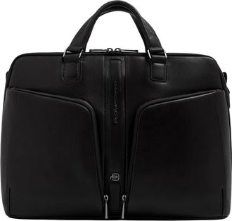 Piquadro Dubbele Rits 39-6 cm Leren Laptoptas met RFID-bescherming - Heren - Laptoptassen - Zwart - ONE Size - Leer - Tassen