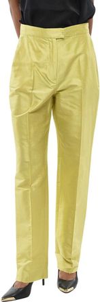 Max Mara Green Straight Flat Front Pants