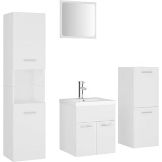 vidaXL Juego De Muebles De Ba&ntilde;o Madera De Ingenier&iacute;a Blanco Vidaxl