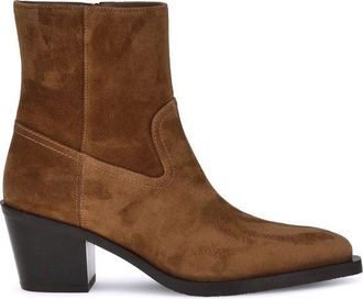 Stuart Weitzman Brown Calf Leather Bos Taurus Ankle Womens Boots