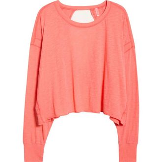 Free People FP Movement My Time Layer Open Back Crop Top in Neon Coral at Nordstrom, Size X-Small
