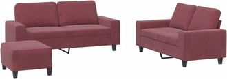 vidaXL Juego De Sof&aacute;s 3 Piezas Tela Rojo Tinto Vidaxl