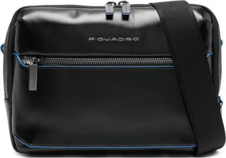 Piquadro logo-plaque zip-fastening shoulder bag - Black