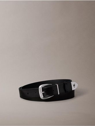 Calvin Klein Womens Monogram Tip Buckle Belt - Black - 70