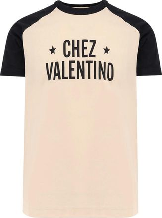 Valentino Tops, Heren, Beige, S, Katoen, Chez Valentino T-Shirt