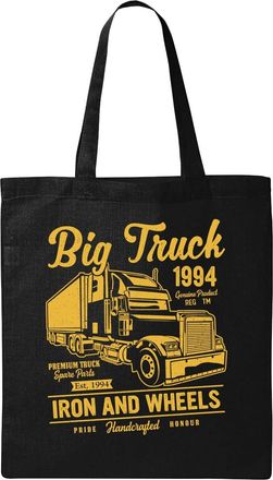 Generic Big Truck Iron And Wheels Natural Ecological Cotton Tote Bag Black