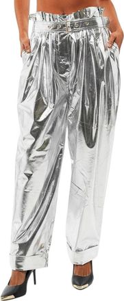 Balmain Silver Relaxed Pleated Pant