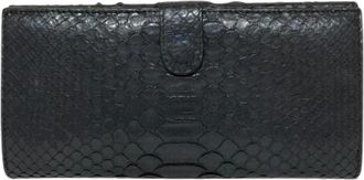 Bottega Veneta Pre-owned Wallets, male, Black, Size: ONE SIZE Pre-owned Python Long Wallet
