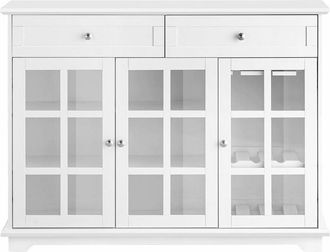 SoBuy Mobile Da Cucina Isola Cucina Con Anta In Vetro Credenza Buffet Bianco119x40x90cm FSB77-W - Sobuy