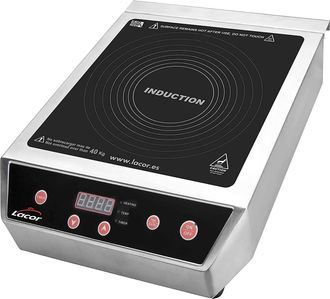 Lacor 69132 - Placa Inducci&oacute;n Port&aacute;til, Superficie De Cristal, Control T&aacute;ctil, 17 Niveles De Potencia, Dos Fuegos 12 Y 28 Cm