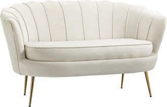 HOMCOM Divano Due Posti In Velluto Crema Stile Vintage Industrial Chic - Homcom