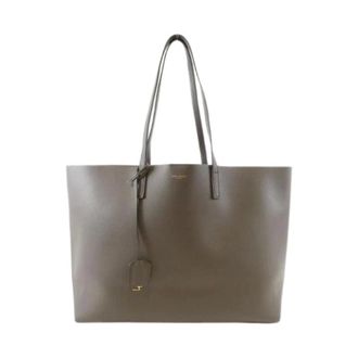 Saint Laurent Pre-owned Tote Bags, female, Gray, Size: ONE SIZE Pre-owned Shopping East West Calf Tote Bag