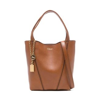 Chlo&eacute; Tassen, Dames, Bruin, ONE Size, Leer, Spin Small Leather Tote
