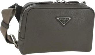 Prada Pre-owned Vintage Schoudertas - Dames - Vintage Heuptassen - Grijs - ONE Size - Leer - Vintage