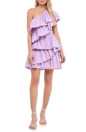 endless rose One-Shoulder Ruffle Minidress in Lilac at Nordstrom Rack, Size X-Small