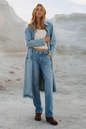 Pilcro Denim Trench Coat Jacket