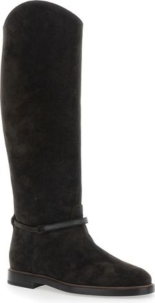 Brunello Cucinelli Womens Boots With Monile Detail Brown Suede