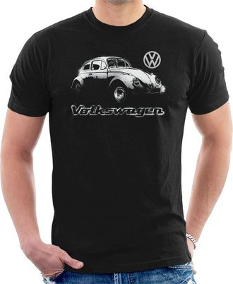 Volkswagen Mens Beetle Spray Paint T-Shirt, Black, XXL