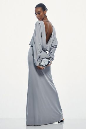 Misha Collection Zephyr Long-Sleeve Mock-Neck Jersey Maxi Dress