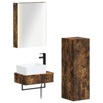 vidaXL Juego De Muebles De Ba&ntilde;o 4 Pcs Roble Ahumado Vidaxl