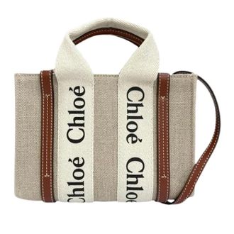 Chlo&eacute; Bolso de Hombro Woody de Lona Pre-owned - Pre-owned - Mujer - Beige - ONE SIZE