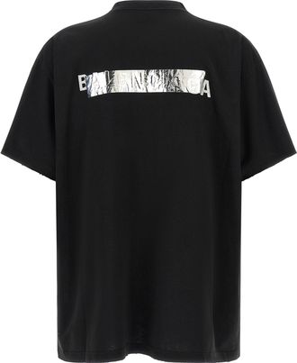 Balenciaga Silver Tape Logo T-shirt - Black