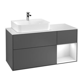 Villeroy & Boch Villeroy&boch - Finion, Muebles De Ba&ntilde;o, 1200 X 603 X 501 Mm, Angular, Con Estanter&iacute;a (iluminada), Modelo Suspendido, En Madera, Lavabo A La Izquierda