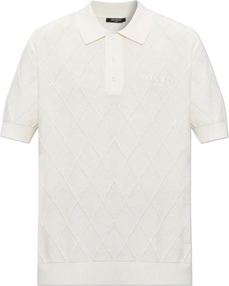 Balmain Geborduurd Vintage Poloshirt - Heren - Polos - Beige - XL - Katoen - Tops