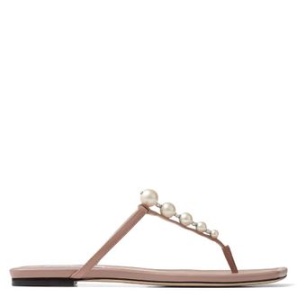 Jimmy Choo London Alaina Embellished Faux Pearl Sandals, Brand Size 35.5 ( US Size 5.5 )