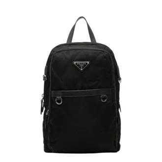 Prada Black Nylon Leather Backpack (Pre-Owned)