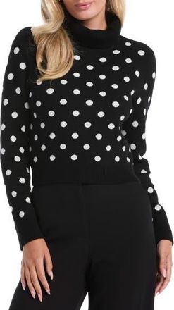 Shelli Segal Polka Dot Turtleneck Sweater in Black at Nordstrom Rack, Size X-Large