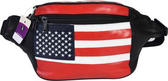 VOS Genuine Leather USA Flag Fanny Pack, Stars & Stripes Waist Bag or Belt Bag. Great for Travel or Everyday Use